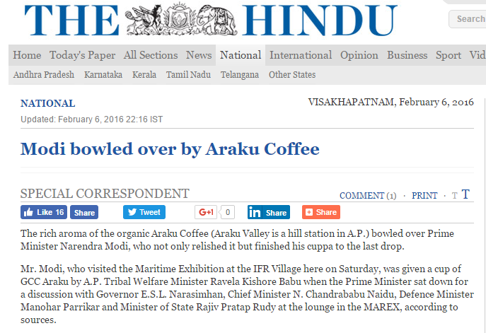 Wah! Araku Coffee: Modi